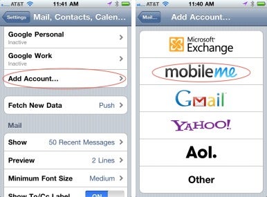 Step 2: Set up your MobileMe account