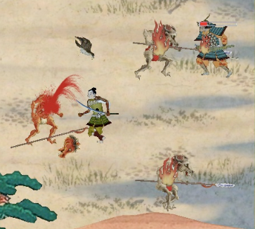 A close up of the battle scenes in Samurai Blood Show.