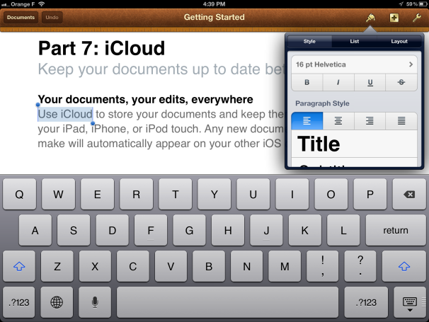 comment modifier document word sur ipad