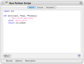 Toxicsoftware.com's Run Python Script action extends these possibilities even further, allowing you to run Python scripts from within an Automator workflow.