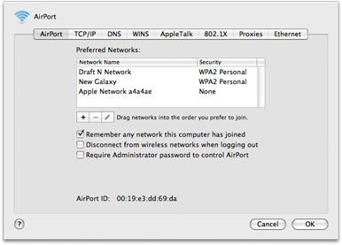 Use the Network preference pane to find the MAC address of an AirPort adapter to identify it in AirPort Utility.