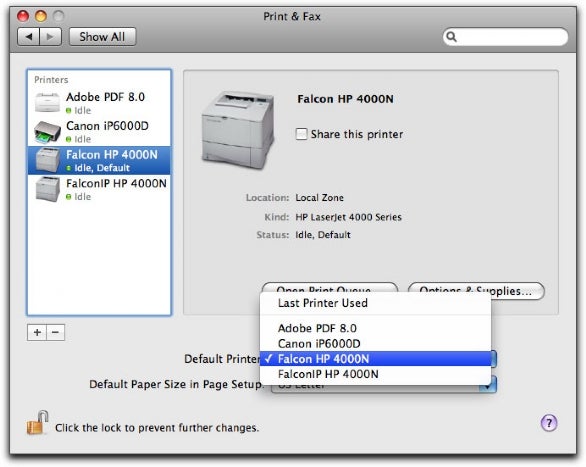 Determine the default printer