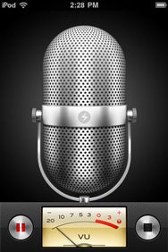 Recording a voice memo on an iPhone or iPod touch.