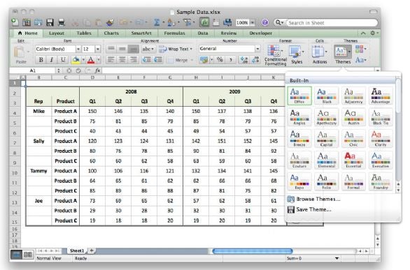 Excel 2011 Themes