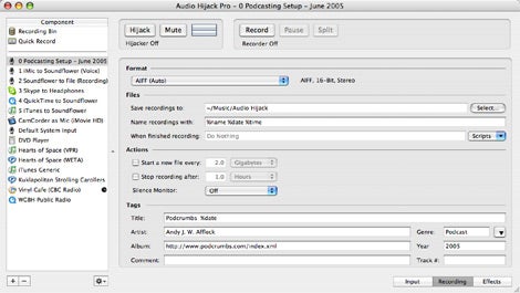 Audio Hijack Pro recording options