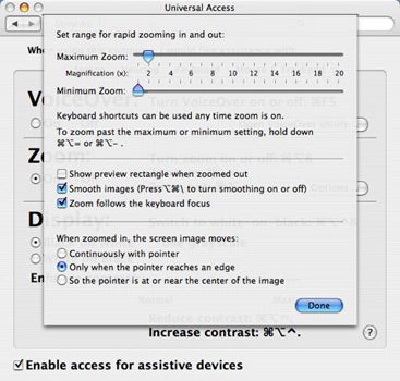 Zoom option in Universal Access
