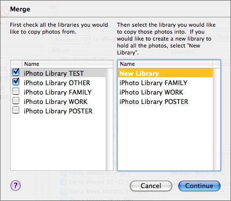 iPhoto Library Manager merge feature