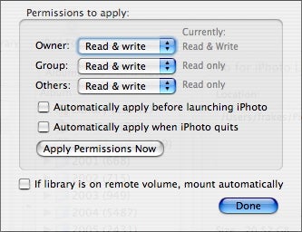 iPhoto Library Manager permissions