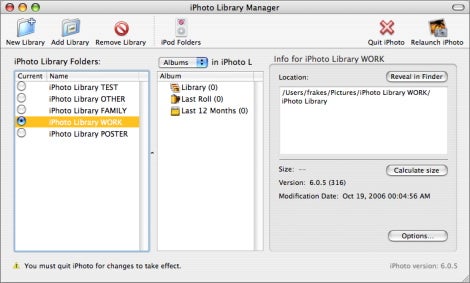 iPhoto Library Manager main window