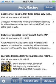 Auto Racing  Sport Nascar on Nascar In Your Pocket  Auto Racing Live Gathers Racing Headlines From