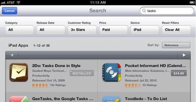  iPad App Store gets search filter improves reinstalling 