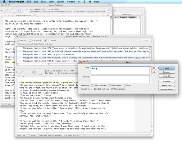 block selectin in textwrangler for mac