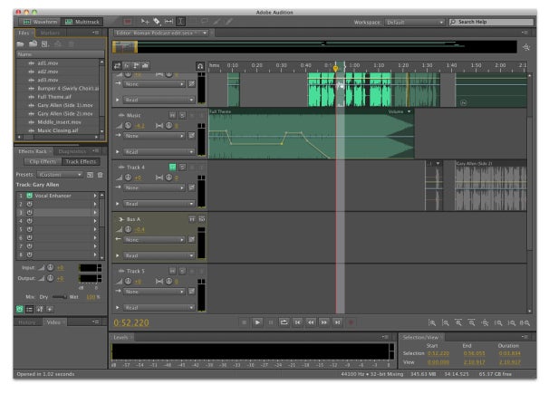 adobe audition recording multiple tracks