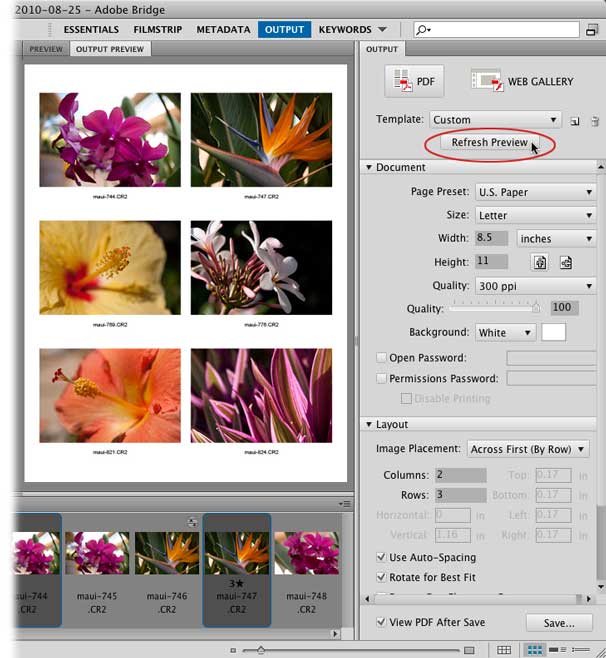 photoshop print multiple images on one page