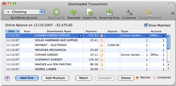 delete multiple downloaded transactions in quickbooks for mac