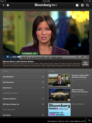 Bloomberg TV app streams live television to the iPad Macworld