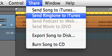 export garageband ringtone to iphone