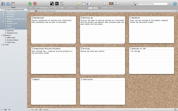 Scrivener note card view