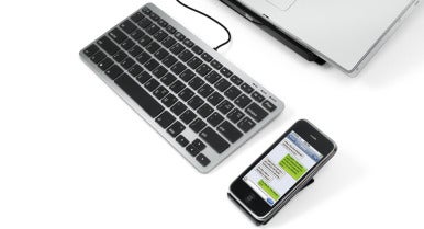 The Matias Slim One Keyboard is smaller with a detached iPhone stand.