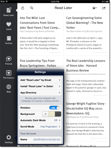 instapaper safari login with mac app