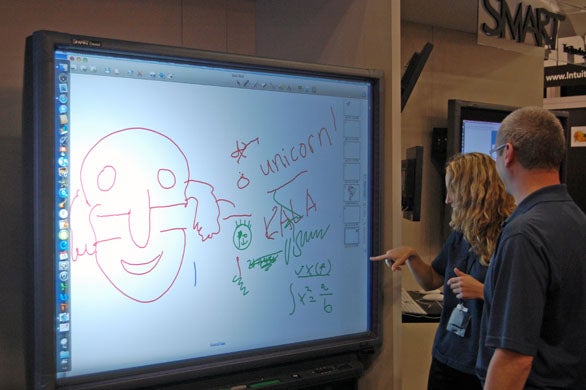 Smart Technologies showed off their interactive whiteboard and employee art skills at Macworld.