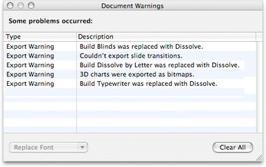 iWork import warning