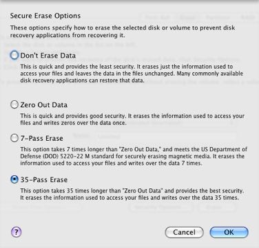 how long for secure erase mac