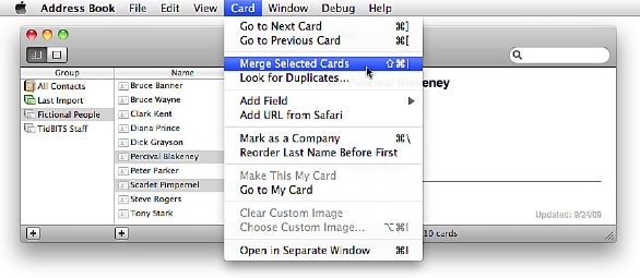 Merge Address Book contacts