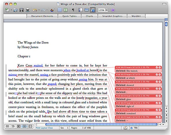 show tracked changes in word for mac