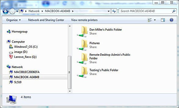 sharing in windows 7 for mac