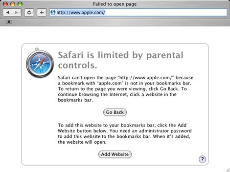 Safari parental controls