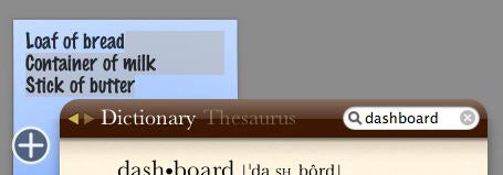 Dictionary and Stickies widgets
