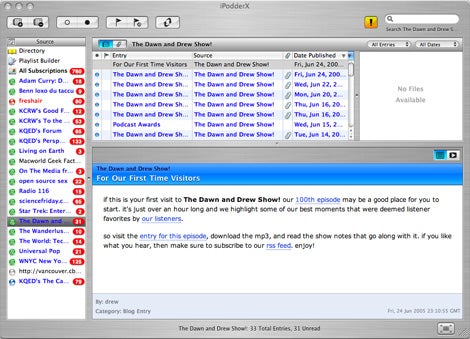 iPodderX interface