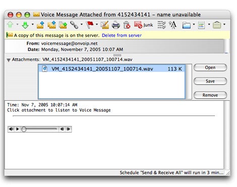 VoIP email notification