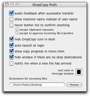 DropCopy preferences