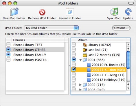 iPhoto Library Manager iPod Folders
