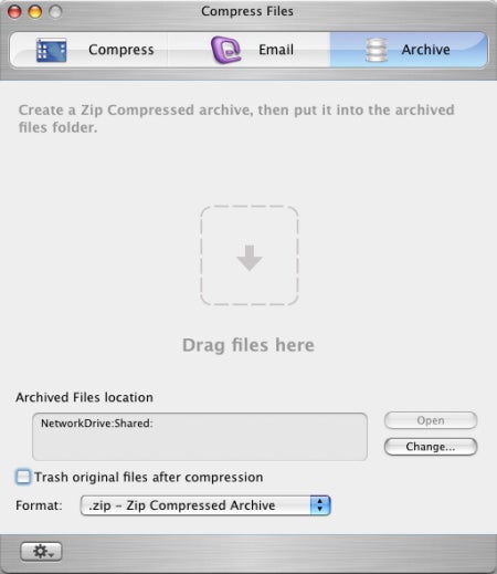 Compress Files archive screen