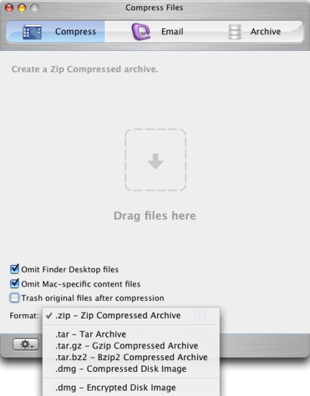 Compress Files compress screen