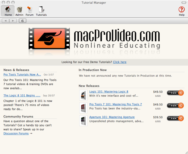 MacProVideo home screen