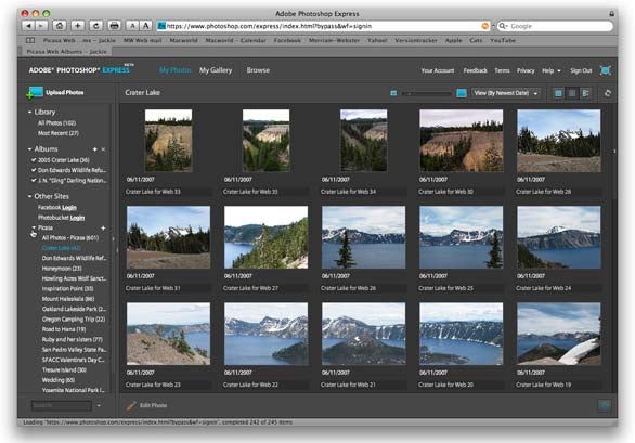 Adobe Photoshop Express grid view