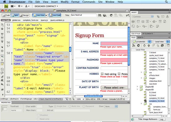 dreamweaver html