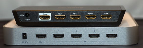 Rear view of the two HDMI switches