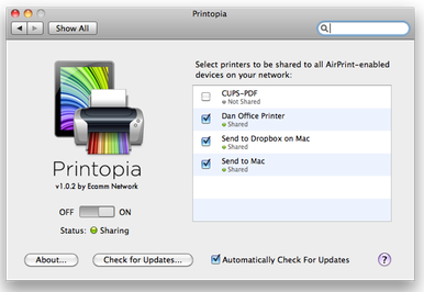 printopia 3 looking for printer