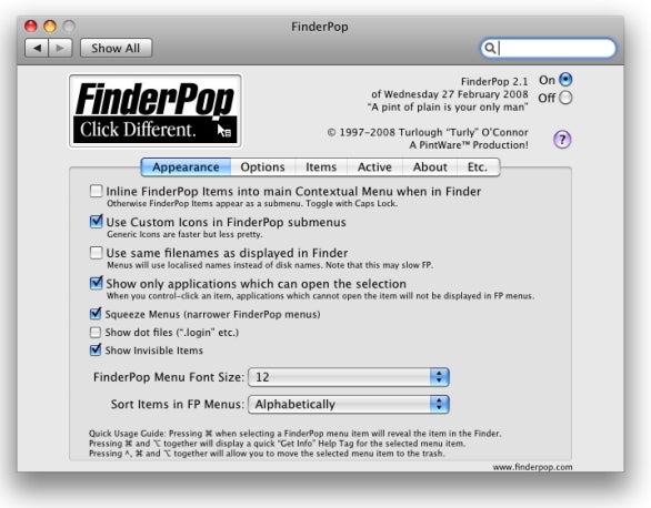 FinderPop window